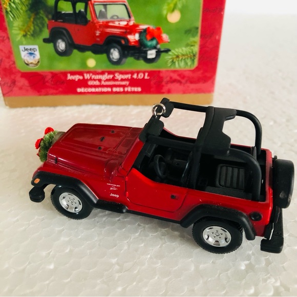 Hallmark 60th Anniversary Jeep Wrangler Sport 4.0 L Red 2001 Christmas Ornament - Picture 6 of 11
